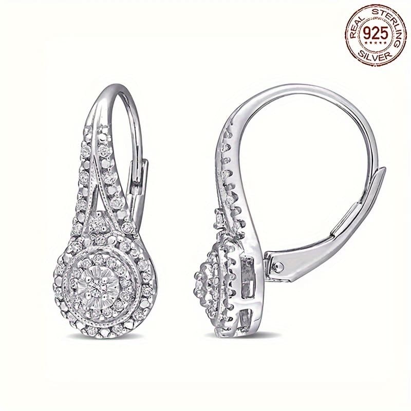 TEMU Exquisite Anti-allergy Jewelry Gift Featuring Elegant Round Sparkling Earrings Made Of 925 Sterling Silver