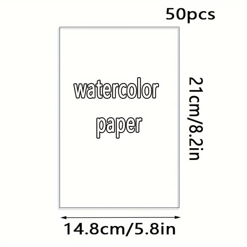TEMU 50 A5 Watercolor Paper - Designed For Watercolor Techniques - Suitable For Artists And Beginners - Perfect For Watercolor Painting, Crafts - Ideal Gift For Art Enthusiasts