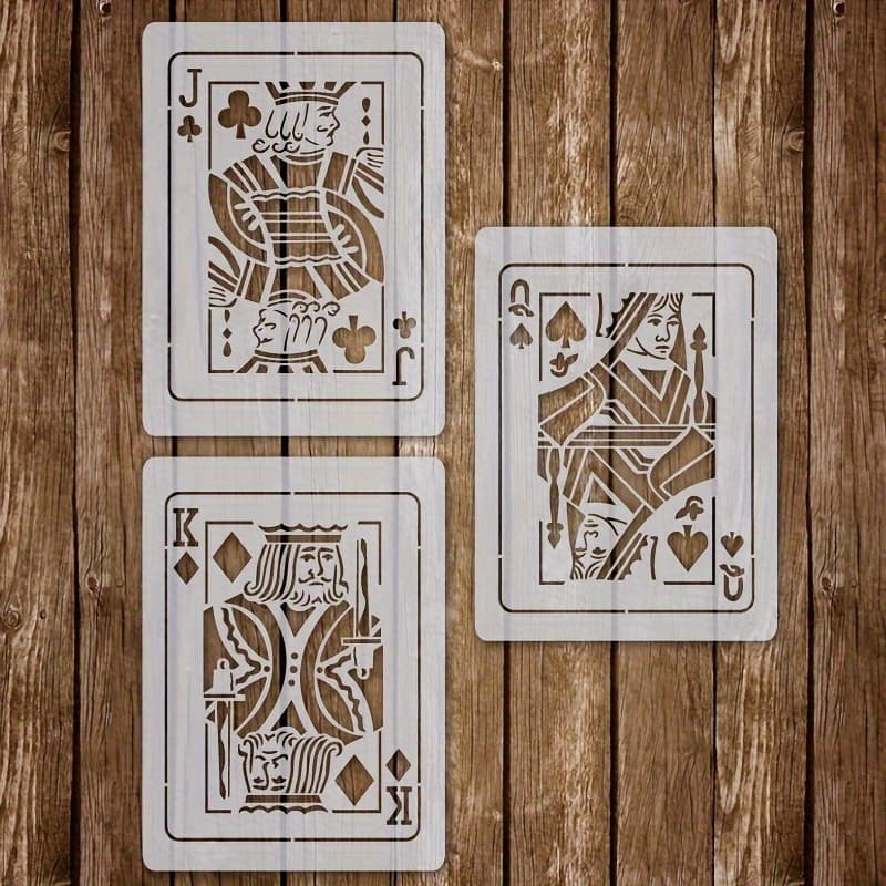 TEMU This Set Of 3 Poker-themed Painting Templates Is Perfect For Reusable Art Projects On Fabric, Canvas, Walls, And Home Decor