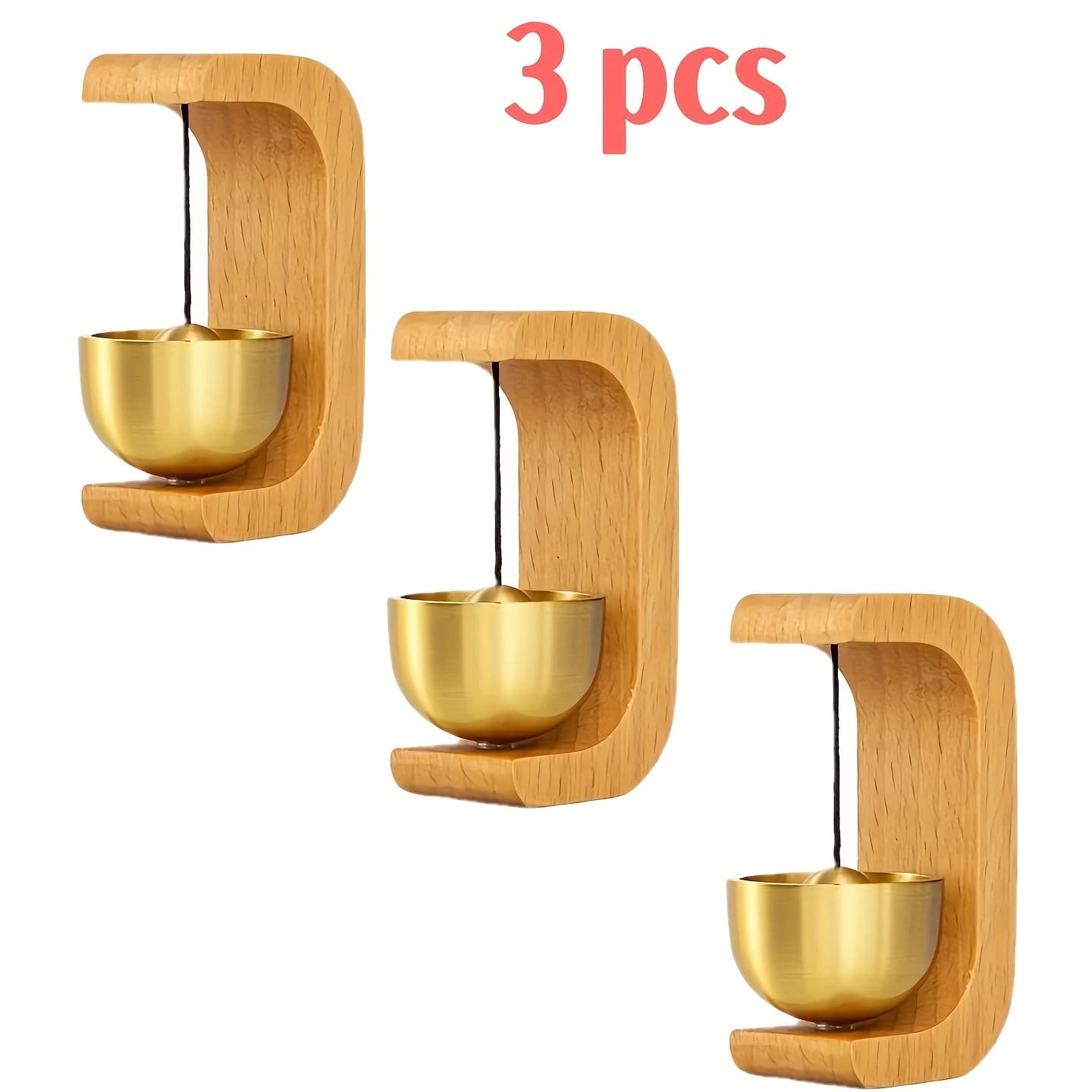 TEMU Wind Chime With - Recycled Wood Suction Cup Door Hanging, No Battery Needed Soothing Sound For Home & Store Entrance Decor, Vintage Indoor Decoration Reminder, Wind Chimes For Outside