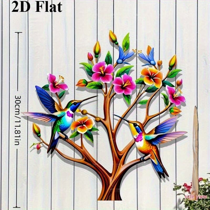 TEMU 【2d Flat】 [2d Flat] Beautiful Bohemian Metal Magpie Tree Wall Decor - Suitable For Patios, Patios, Living Rooms And Bedrooms - Ideal For Holiday Gifts For