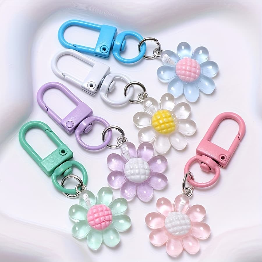 TEMU 6pcs, Clear Flower Resin Strap, Flower Pendant For Bags, Phones And Additions, Perfect Gift, Lovely Strap Additions, Phone Pendant, Shiny End