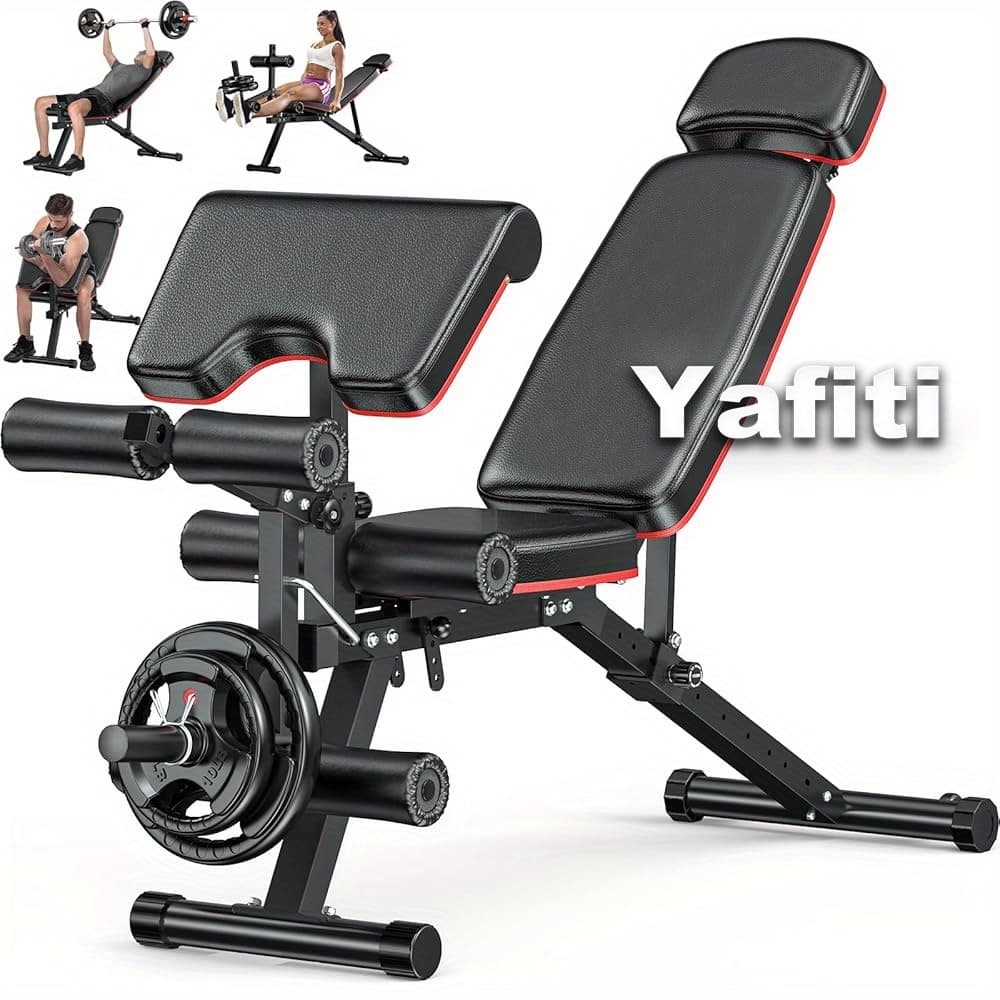 TEMU Versatile Weight Bench, Exercise Bench Featuring Pad, Leg Developer, And Weight Plate Storage, Collapsible Strength Training Bench For Fitness, Compact Home Gym Equipment