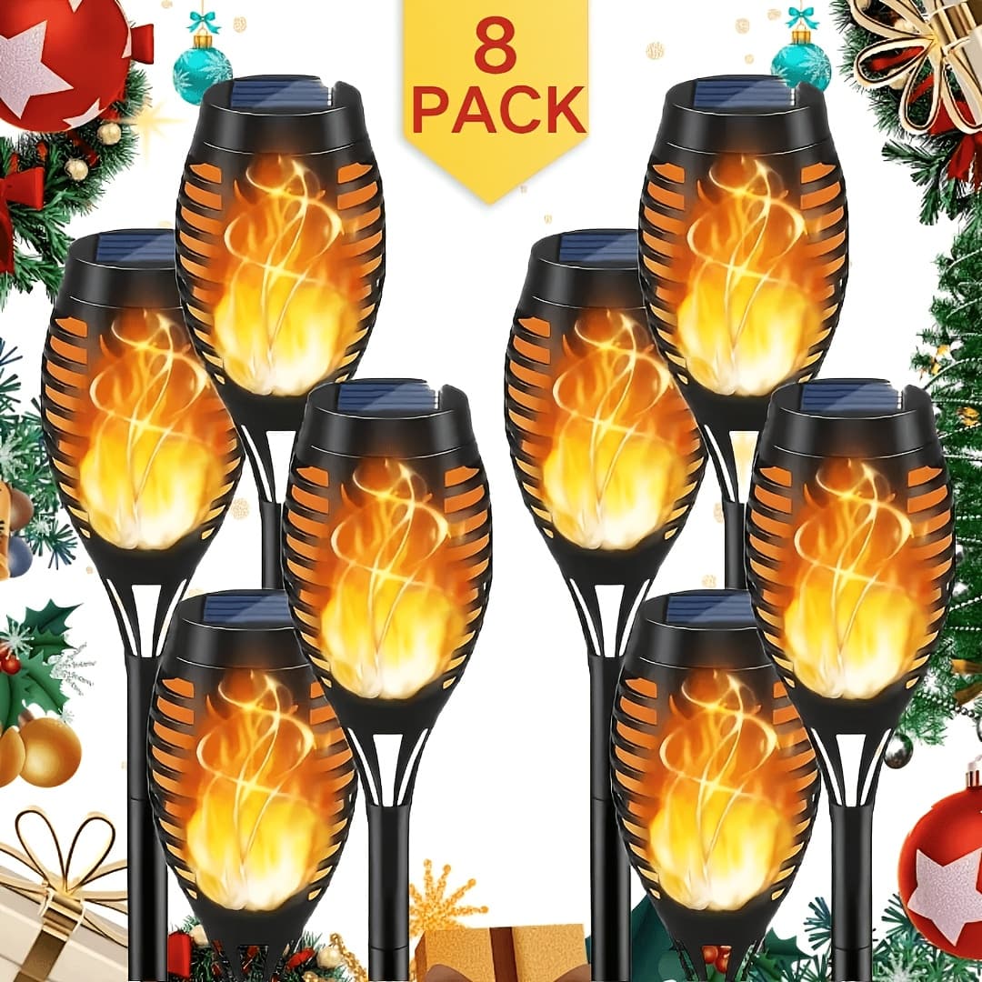 TEMU 4/8/10/20pcs Outdoor Warm Light Solar Torch Lights, Solar Lights, Led Flashlight For Outdoor Decor, Suitable For Outdoor Decor Yard Garden Ip55