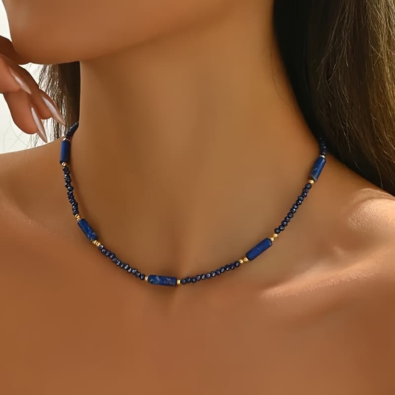 TEMU Women' Natural Stone Handmade Beaded Necklace Choker