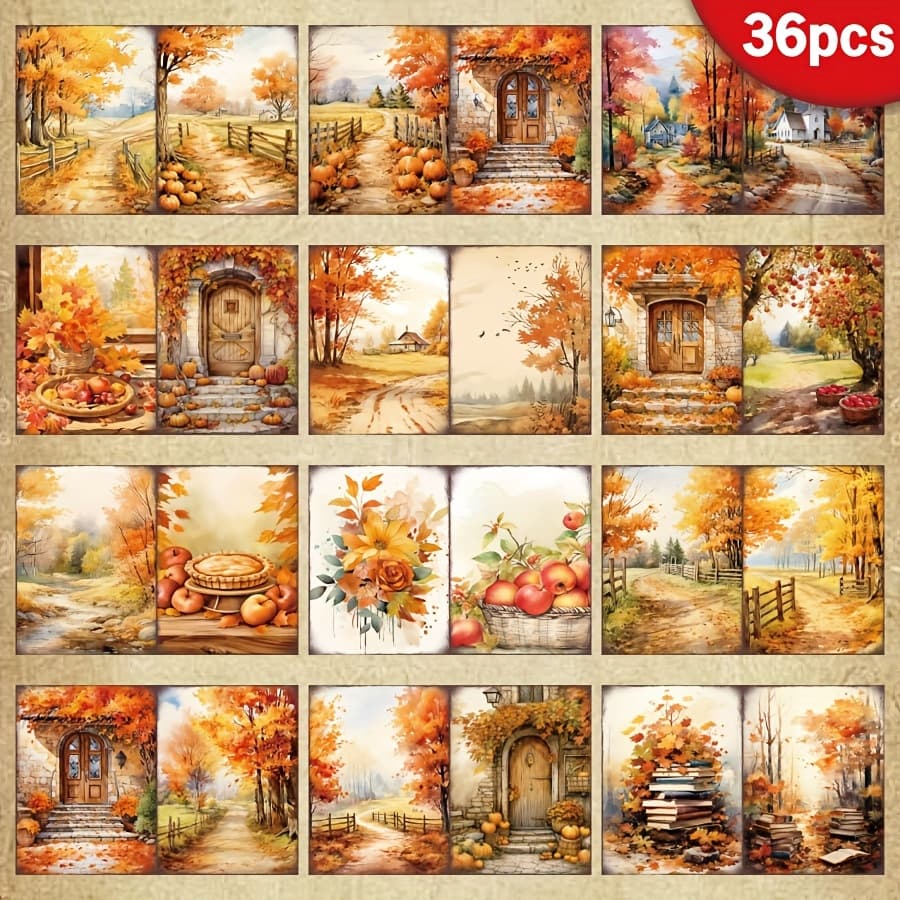 TEMU 36 Sheets A5 Oil Painting Leaf Paper, Fall Scrapbooking Paper, Handmade Greeting Cards, Perfect For Packaging, Journals, Craft Supplies, Decoration
