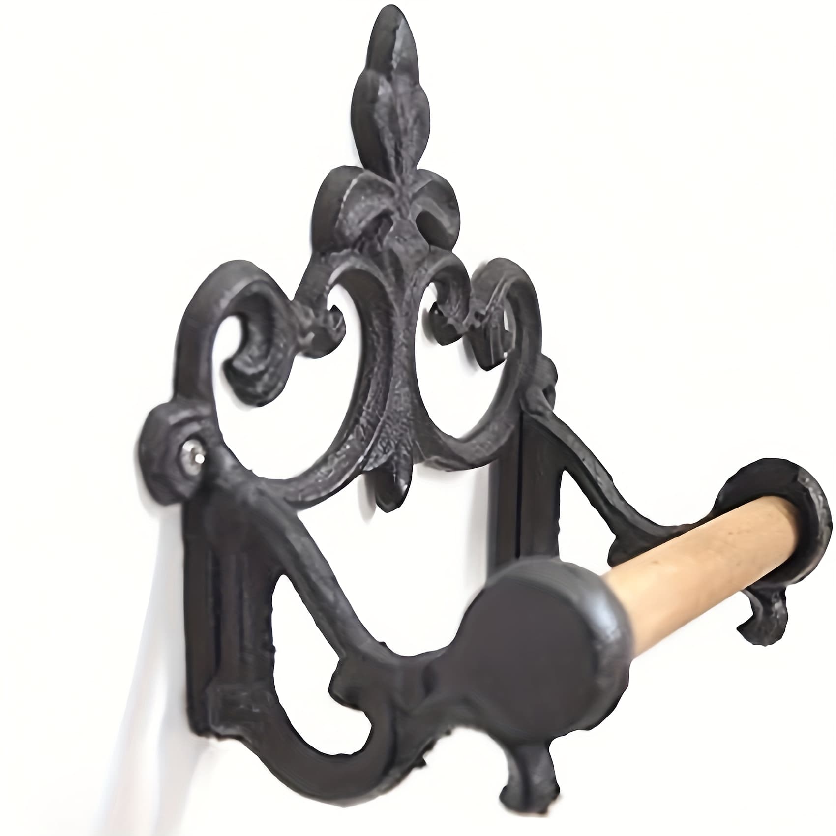 TEMU Elegant Wrought Iron Bathroom Wall Mount - Decorative Toilet Paper Holder With Roll Storage, Perfect For Home