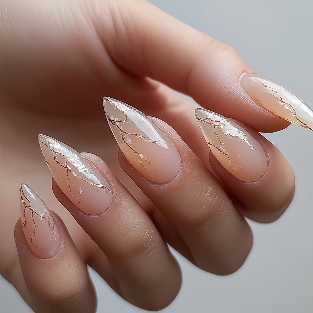 TEMU 24pcs Medium Almond Shape Press-on Nails, Floral Glossy Press-on Faux Nails, With Gel Glue And Nail File, Suitable For Women And For Festivals, Daily Wear