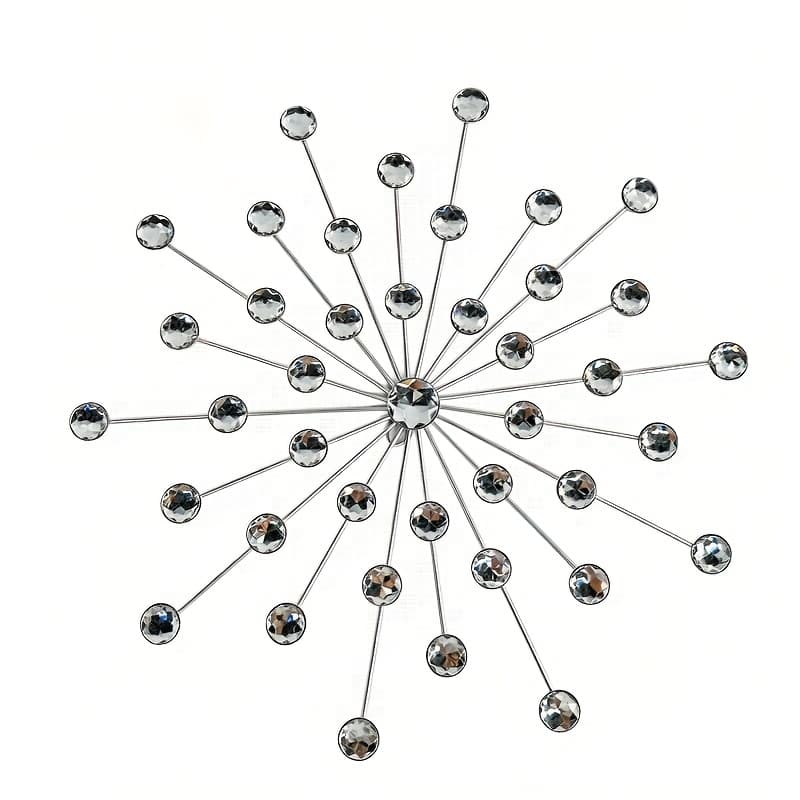 TEMU [2d Flat] 1 Set Of Silvery Metal Gemstone Wall Art Shiny Decor Wall Hanging Diamond Decoration