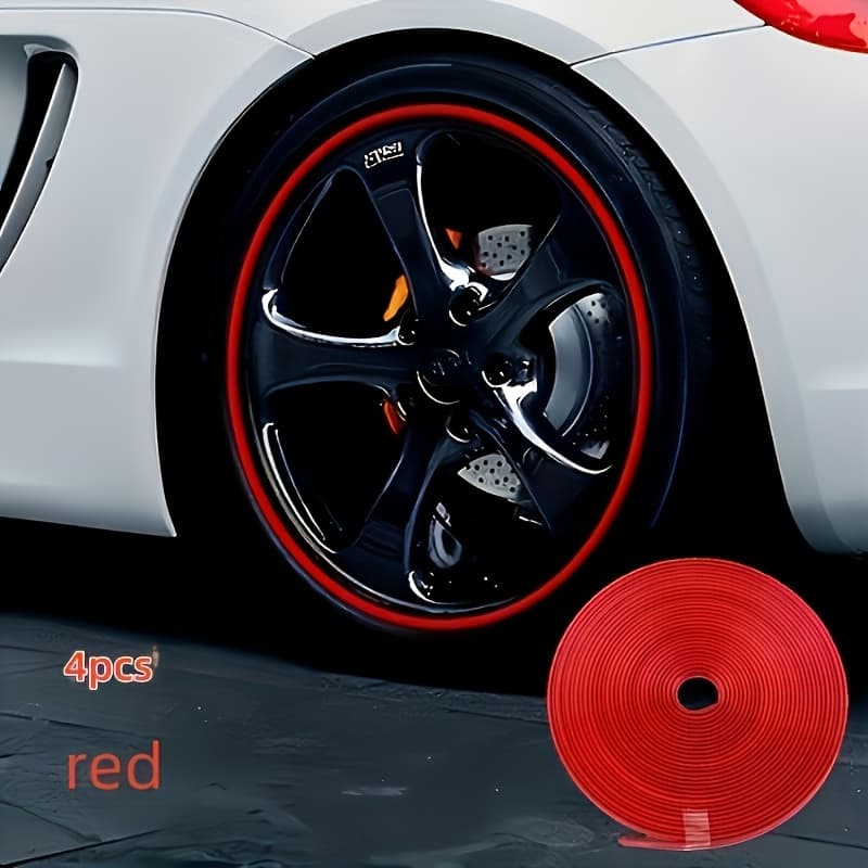 TEMU Anti-collision 4pcs Universal Rim Protector Strips - 76.77in Abs Wheel Trim Decoration Strips - Front Part Location, Tire Protection Rings