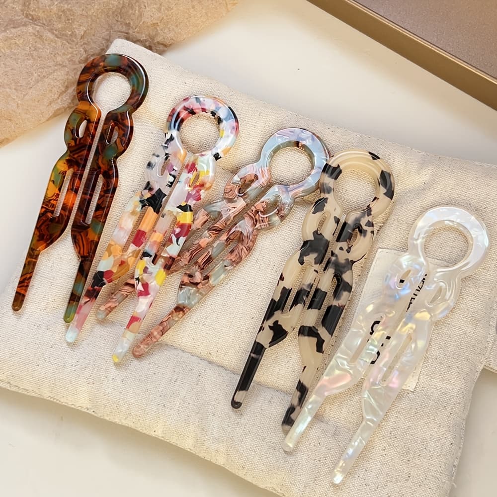 TEMU 5pcs Of New Acetate U-shaped Fishtail Hairpins, Elegant Hair Are Very Suitable For Buns, Thick, Long Hair Daily Updos, Suitable For All Hair Volumes, Ladies' Gifts For Vacation And Leisure.