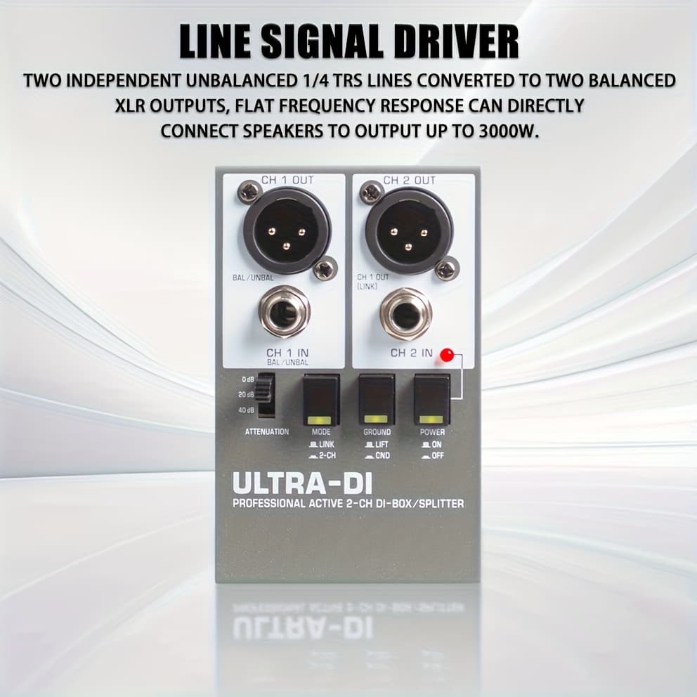 TEMU High-quality 2-channel Active Direct Injection Box - Quiet Preamp For Guitar, , Piano, And Keyboard | Xlr/rca Output For Studio And Live Audio
