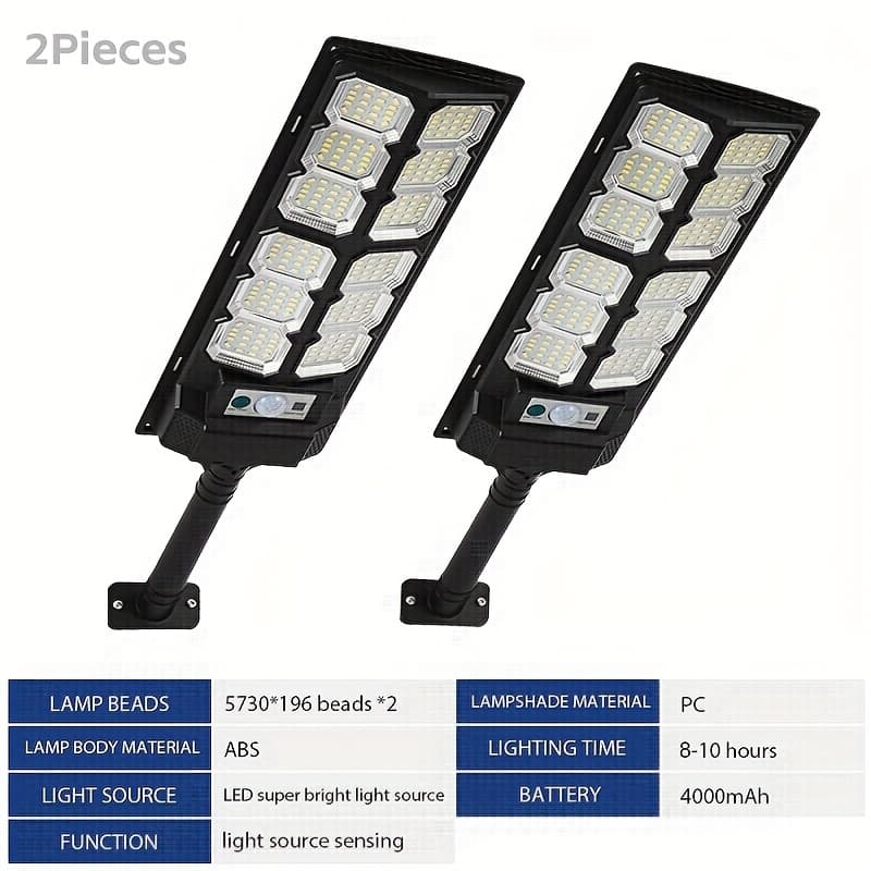 TEMU 2pcs Set - Solar Street Lamp, Outdoor Light, Garden Solar Lighting (from Dusk To Dawn), Wide-angle Motion Sensor And Remote Control, Suitable For Garden, Terrace, And Road Lighting