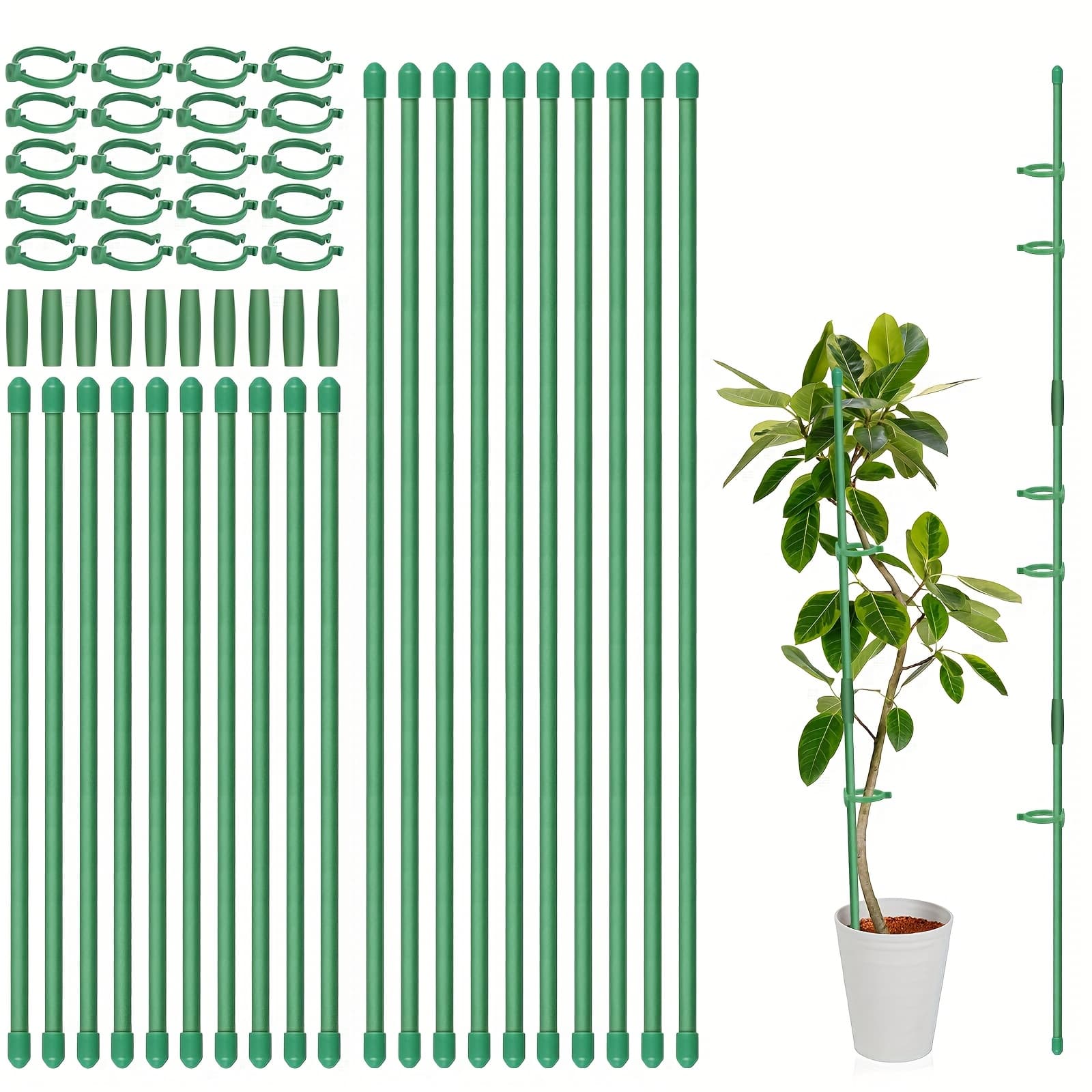TEMU Set Of 20 Garden Stakes, Durable Green Poles For Supporting Tomatoes, , Strawberries, And Beans, Ideal For Climbing Plants.