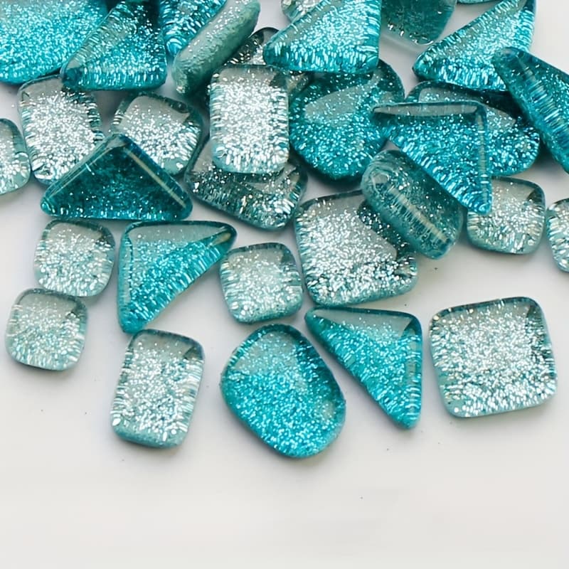 TEMU 125g/4.4oz Mixed Size Irregular Glitter Glass Mosaic - Vibrant Colors, Craft Supplies For Mosaic Making, Handmade Materials, Diy Handmade Materials