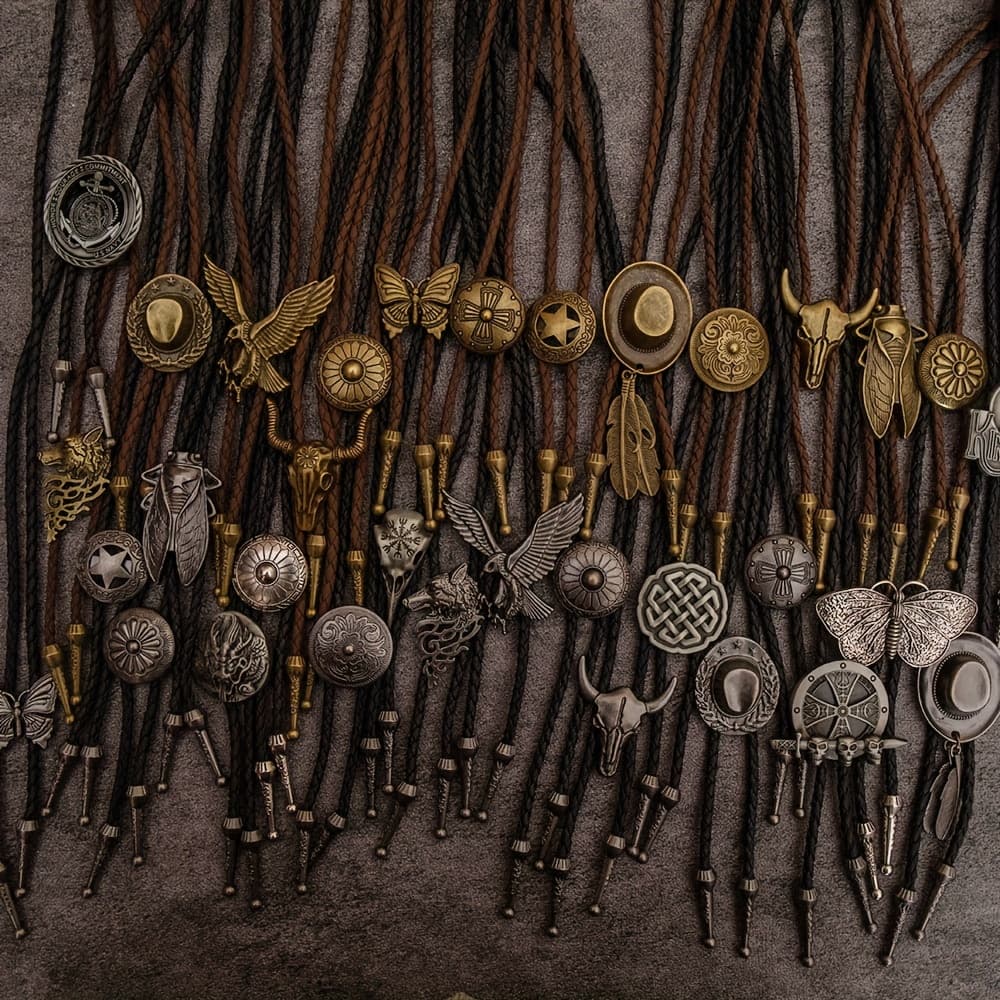 TEMU 10pcs Western Cowboy Style Bolo Tie Rope Necklace Bolo Leather Cord Tie 35 Styles Random Mixed