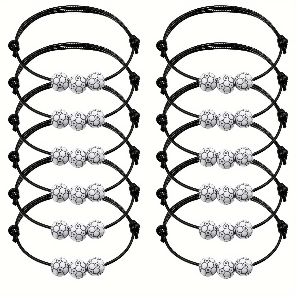 TEMU 12pcs Football Inspirational Bracelets Adjustable Soccer Wristbands Carnival Gift Bags Birthday Party Favors Football Themed Decorations