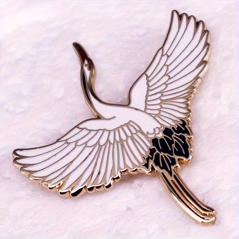 TEMU 1pc Creative Flying Crane Brooch, Elegant And Charming, Classic And Brief Style, For Bag Clothing, Men And Women, Party Festival Daily Wear Work Meeting