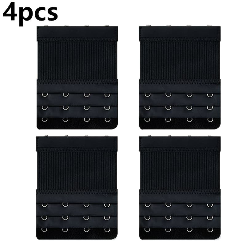 TEMU 4pcs Of Comfortable Stretch Bras With Extended Three-row Four-hook Extenders For Bras, Back Connection Straps With Hooks For Four-row And Three-row Fasteners