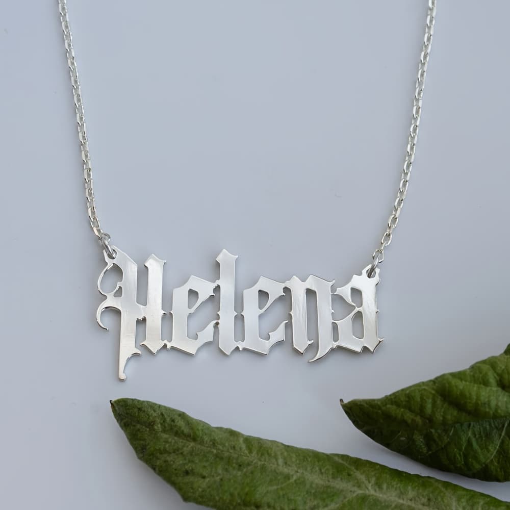 TEMU Custom Gothic Name Necklace Personalized Retro Nameplate Necklace 304 304 Stainless Steel Old English Necklace Halloween Gift Fashion Halloween Jewelry