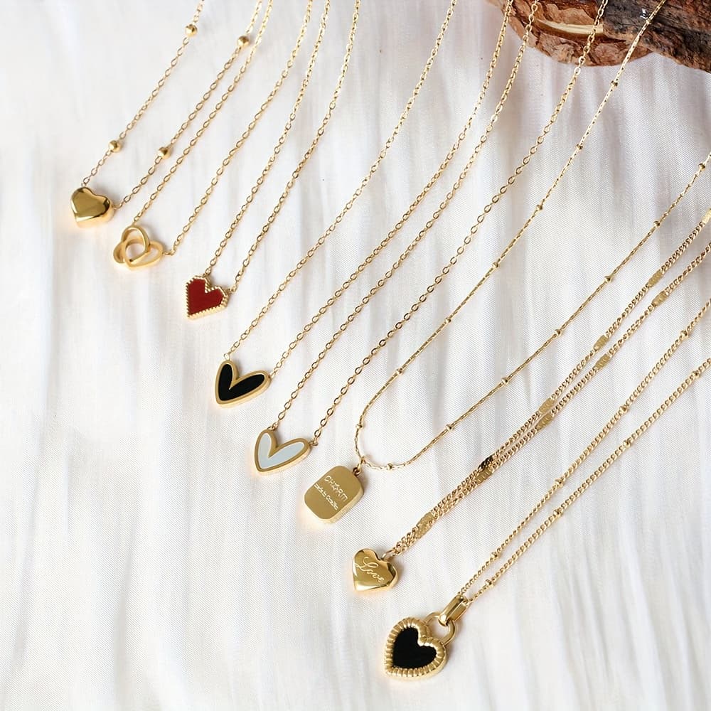 TEMU 7pcs/set Of New Stainless Steel Necklaces, Stylish Series Necklaces (7pcs Sent Without )