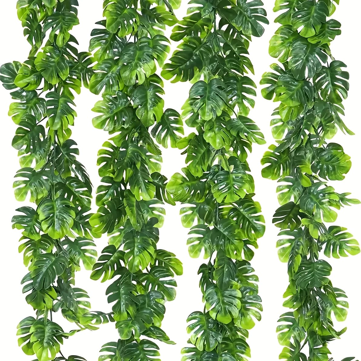 TEMU 2/4pcs Fake Artificial Palm Leaf Vine 5.9ft Outdoor False Hanging Plant Ivy For Garden Porch Terrace Jungle Hawaiian Party Beach Birthday Indoor Decoration