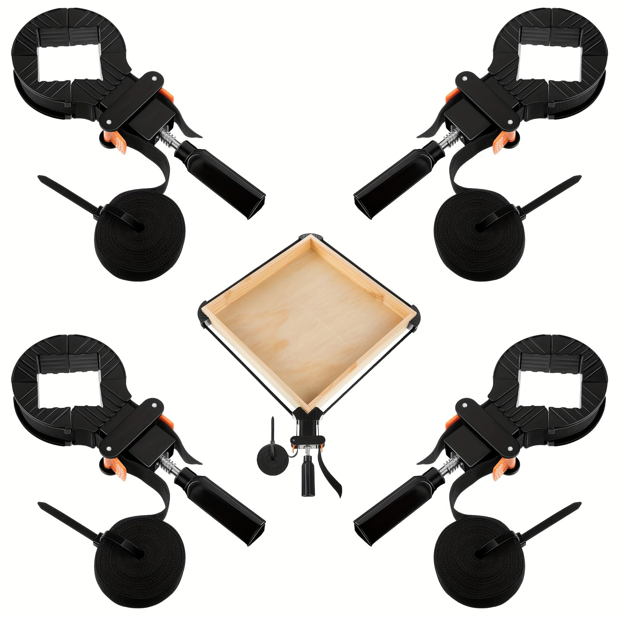 TEMU Strap Clamps For Woodworking, Quick Release Band Clamps With 4 Corner Claws, Thick And Sturdy Belt Clamps, Adjustable Picture Frame Clamp Tool (4 Packs)
