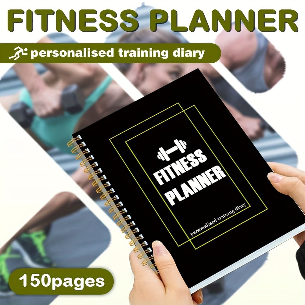 TEMU 1pc Workout Journal - Exercise Planning Notebook, English Version Fitness , Daily , 120g - Black