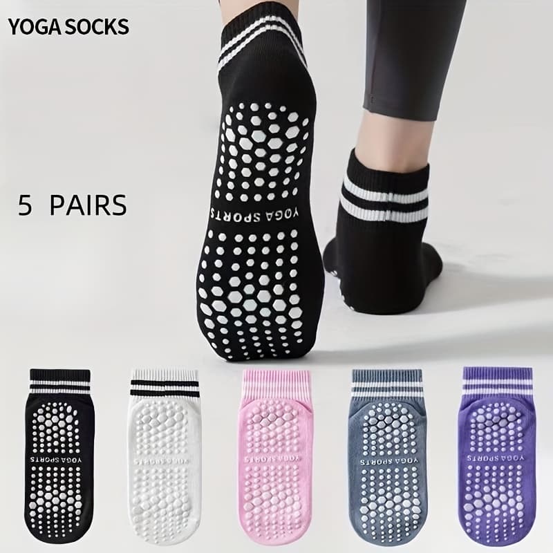 TEMU 5 Pairs Women's Professional Yoga Socks Anti-slip Floor Socks And Anti-pilling Dot Glue Socks