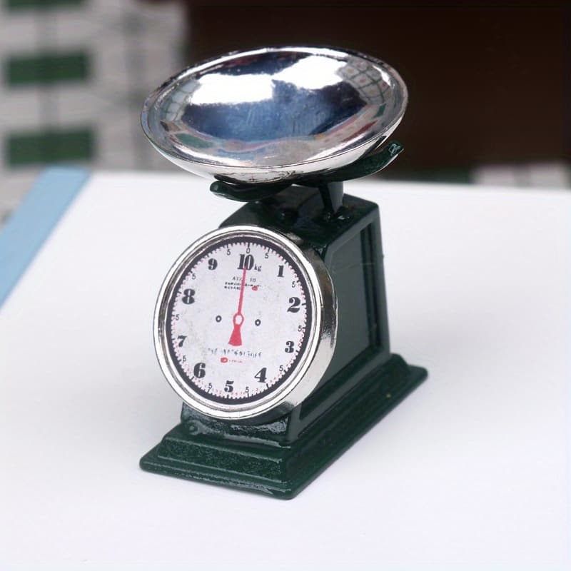 TEMU Vintage Metal Miniature Food Weighing Scale With Vegetable & Fruit Stall Display - Dollhouse Accessories For Collectors, Valentine's Day Gift, Tabletop Scene Model (no Electricity Needed)