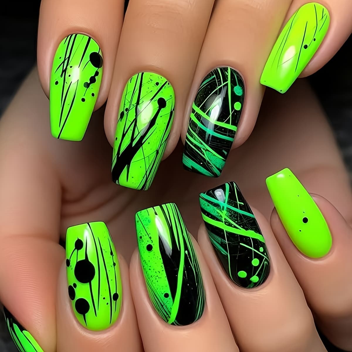 TEMU Ballet-shaped Wearable Nail Art With Gorgeous Fluorescent Painted On. Suitable For Ladies. Are Removable Nail Stickers, With A Total Of 48pcs.
