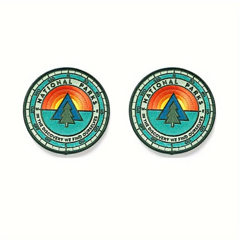 TEMU 2pcs Sunrise Embroidered Patches, Mixed Color, Iron-on/sew-on, Decorative Badges For Clothing And Accessories