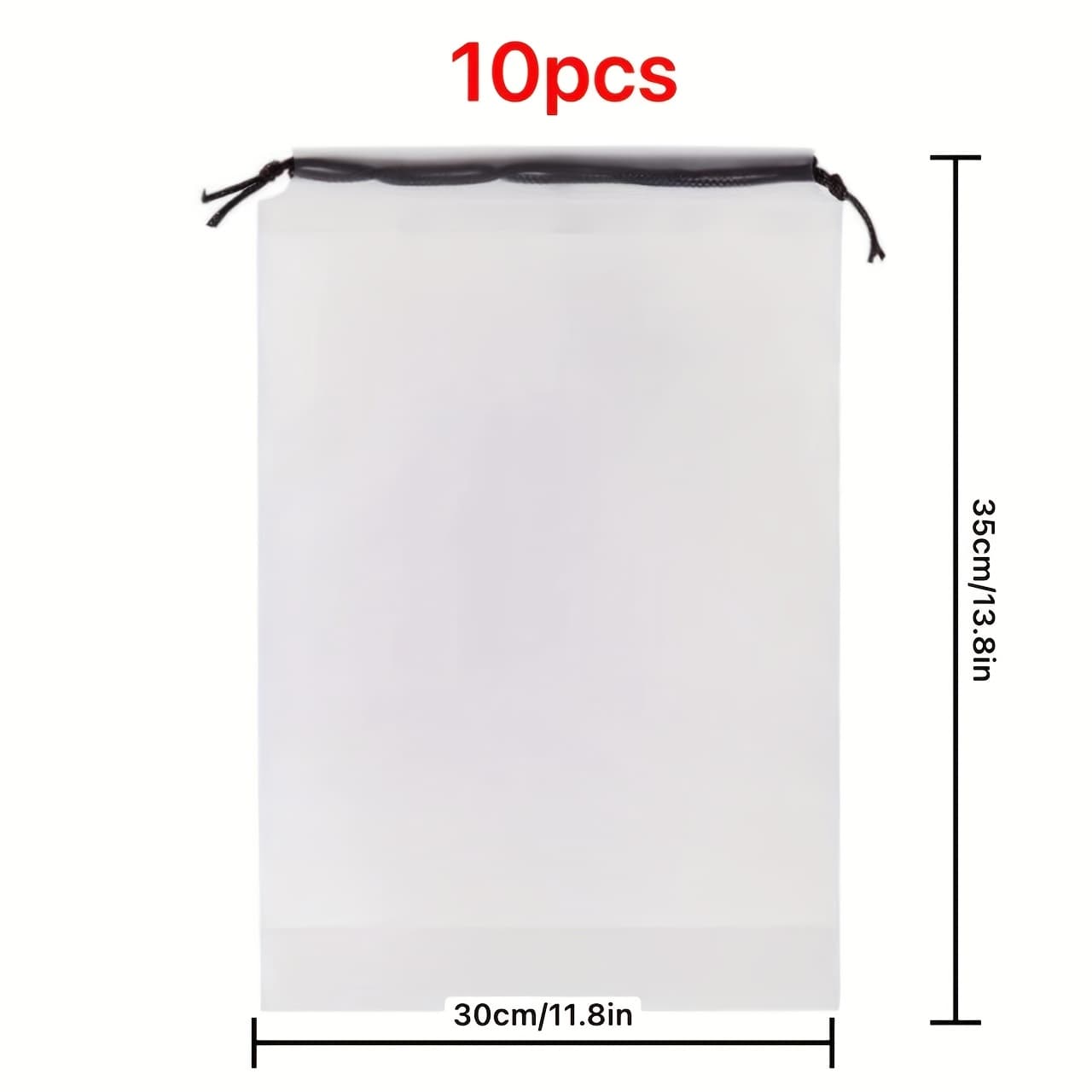 TEMU 10pcs Set Of Drawstring Storage Bags - Durable Pe Material, Frosted End Ideal For Travel And Organization - Suitable For Clothes, Shoes, Cosmetics - Transparent/white