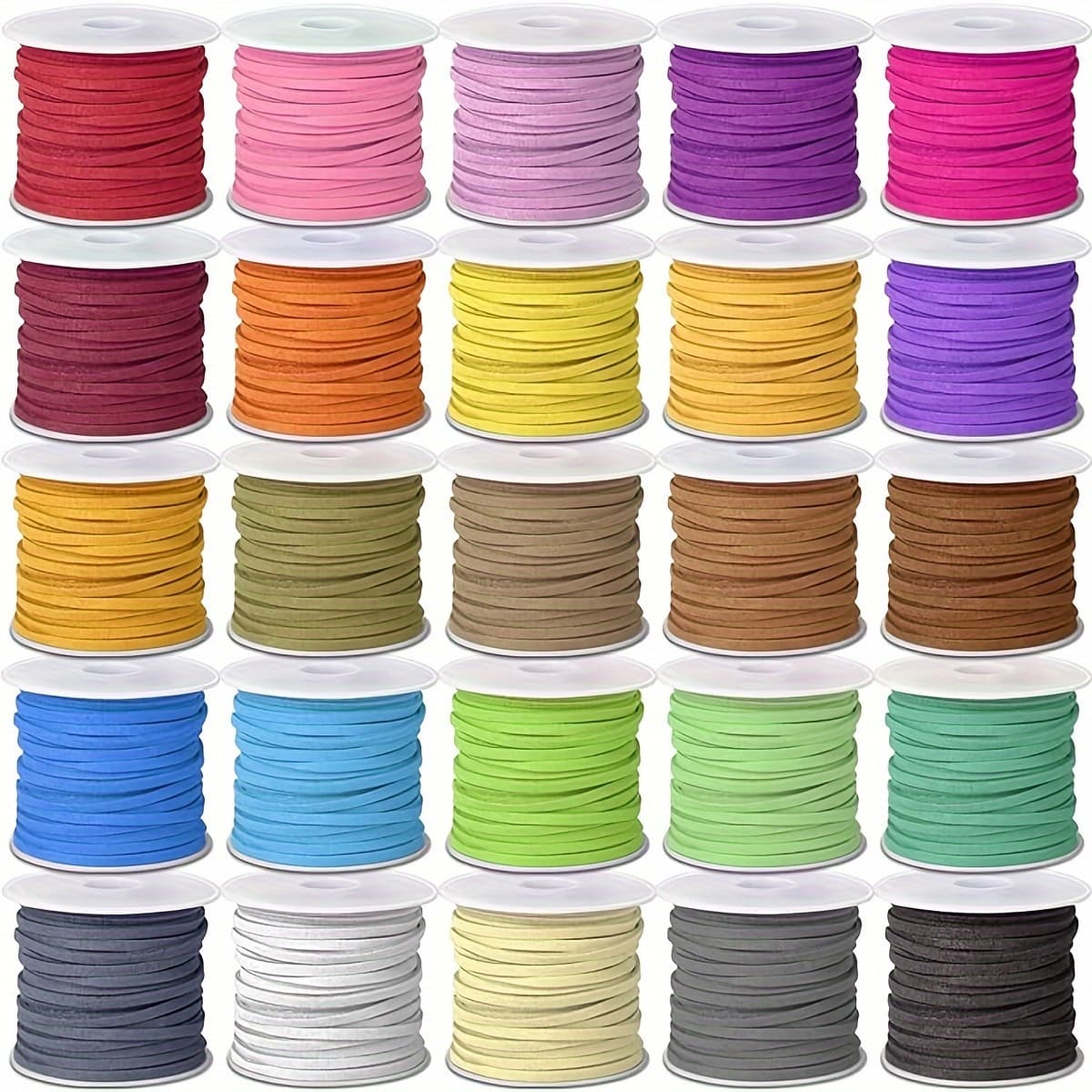TEMU 25 Rolls Assorted Colors Flat Set 2.6mm For Diy Bracelet Necklace Dreamcatcher Gift Box Crafting Decoration