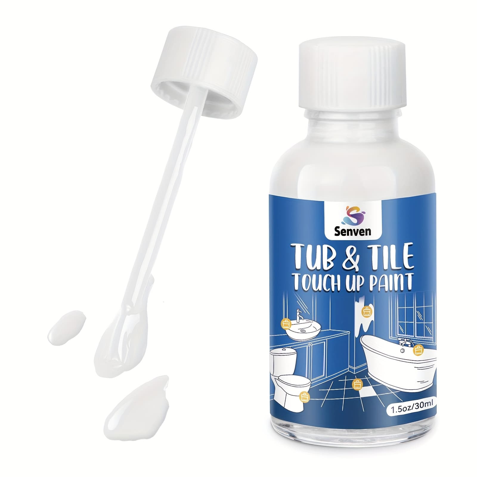 TEMU Tub Tile Gloss White Paint Touch Up Paint Kit For Bathtub Porcelain Repair Scratches On Porcelain Acrylic Enamel Cast Iron Tiles Sinks Toilets White