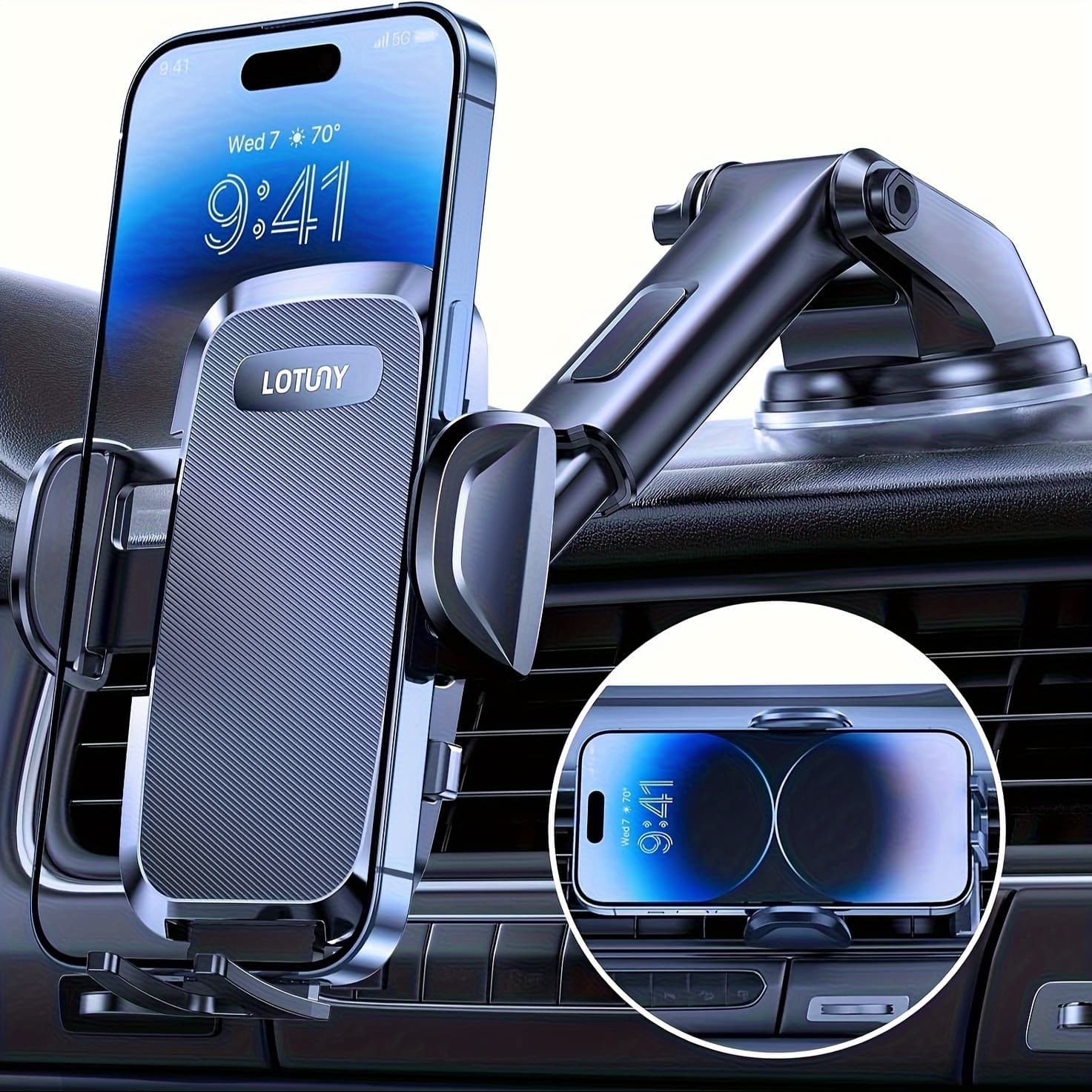 TEMU Lotuny Car Phone Holder, Universal Phone Holders For Your Car, 3-in-1 Phone Mount For Car Air Vent Compatible With Iphone Google And " To 7.2" Phones