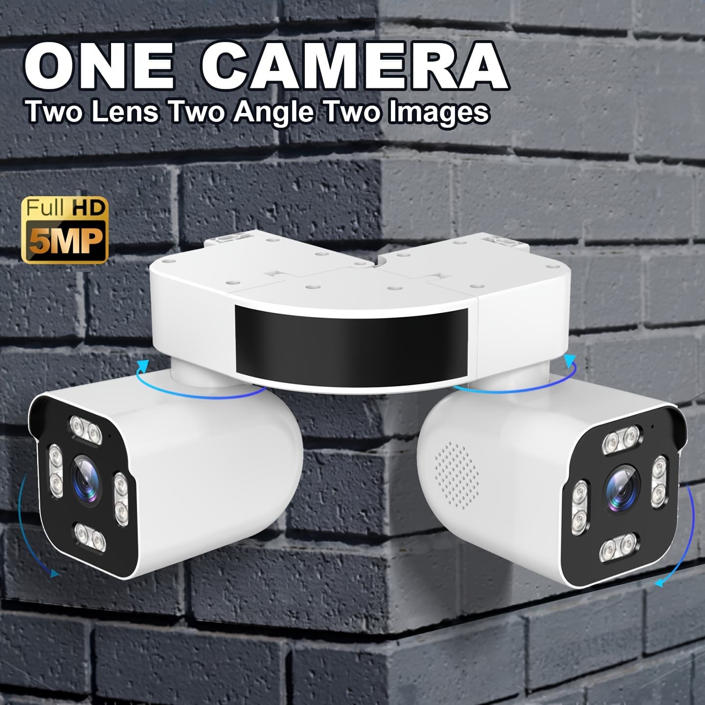TEMU 5mp Smart Wifi Security Camera For Outdoor Use - Features Dual-lens Ptz, 360° Panoramic View, Night Vision, Intelligent Detection, Sound And Motion Alerts, For , Hotels, Malls
