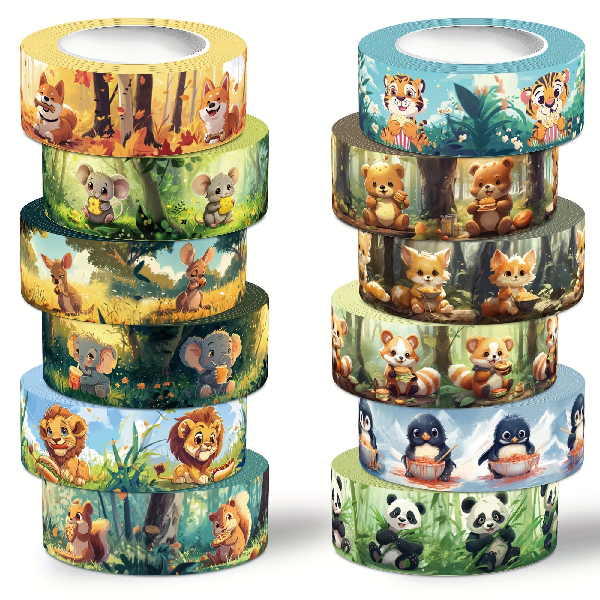 TEMU Cute Washi Tape Set, 12 Rolls Of Cute Animal Decorative Tape, Kawaii Masking Tape For Note-taking Supplies, Scrapbooking, Crafts, Gift Wrapping