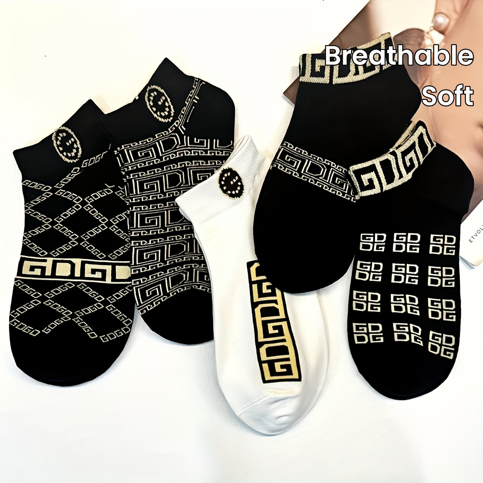 TEMU 5 Pairs Of Men's Spring, Summer, And Autumn Warm, Sweat-absorbing, Odor-resistant Low-cut Boat Socks, Sweat-resistant