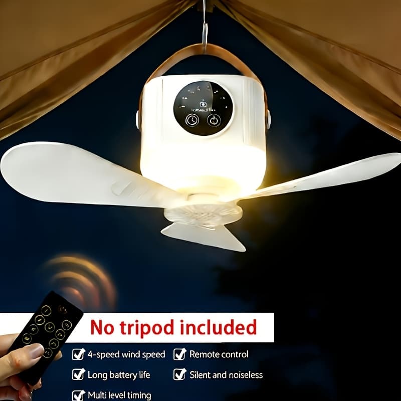 TEMU Hanging Camping Lighting Fan - Usb Rechargeable, Adjustable Light And Wind Speed, Fast Cooling And Refreshing, Suitable For Home, Office, Outdoor Camping Use