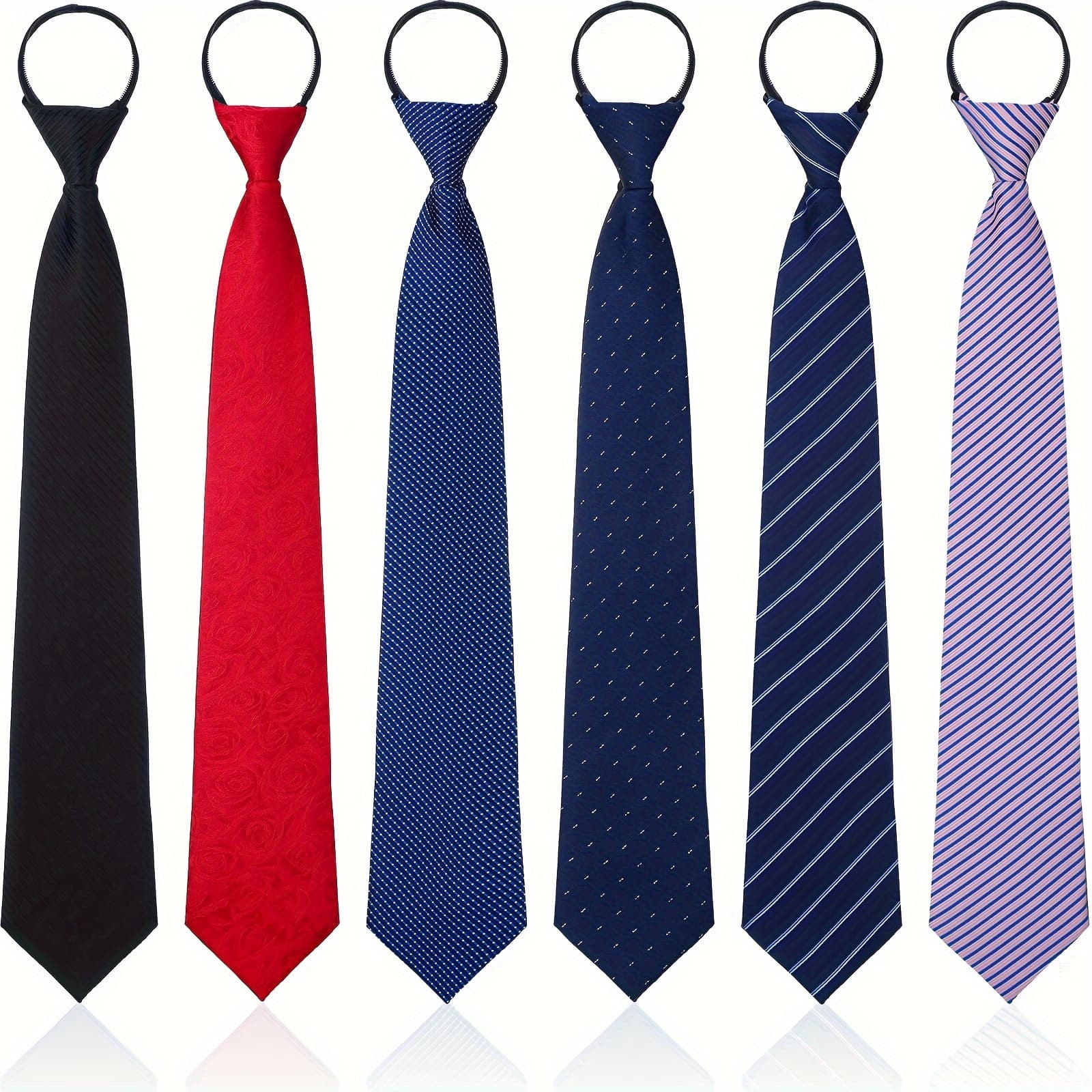 TEMU A Set Of 6 Zipper Ties, Designed For Men And Women, Featuring Adjustable Lengths, Ideal For School Uniforms, Graduations, And Business Weddings ()