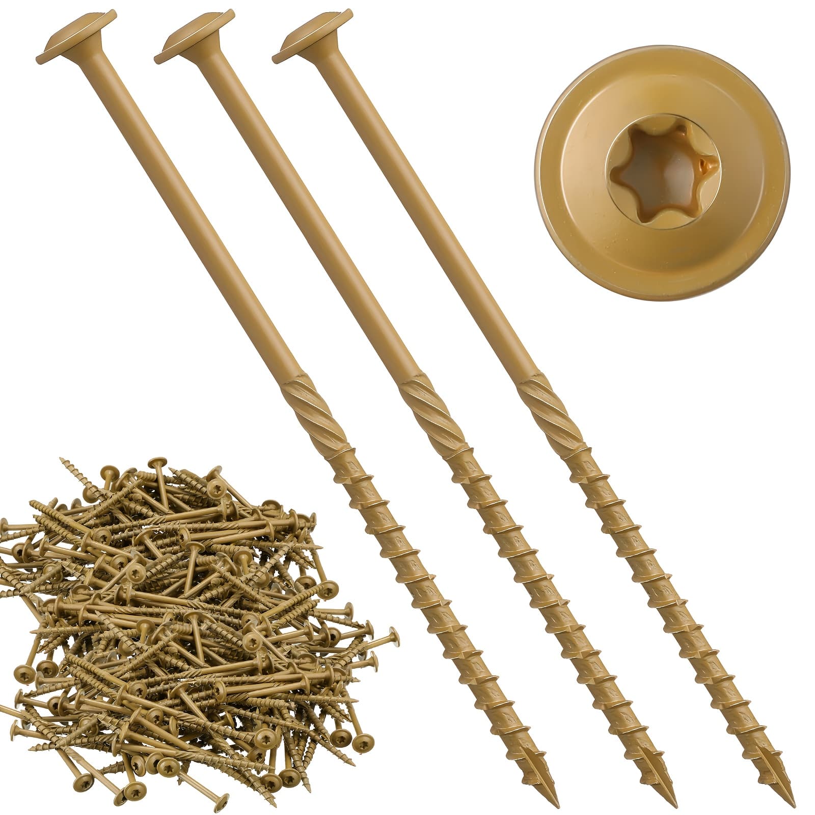 TEMU 200pcs Heavy Duty Lag Screws - #14 X 6 Inch Large Wood Screws With Oxide Coating, & Self-locking For Lumber, Fencing, & Log Construction ( Use)