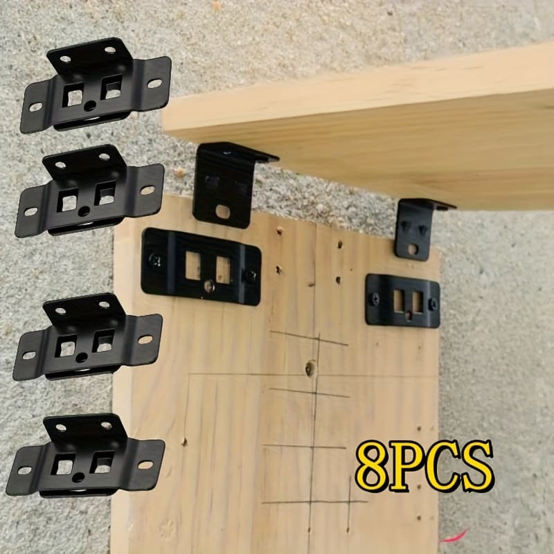 TEMU Set Of 8 Metal Fixed Clips With A 2-in-1 Sliding Bracket, L-shaped 90-degree Connector For Furniture Shelves, Sturdy Home Hardware That Allows For Without The Need For Tools