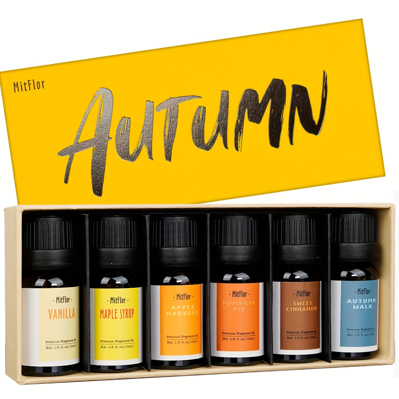 TEMU 6x10ml Autumn Essential Oils For Diffusers For Home, Mitflor Fragrance Oils Set, 6 Natural Fall Oils For Humidifiers, Candle Making Scents, Back To School Party Gift, Fall Scented Essential Oils