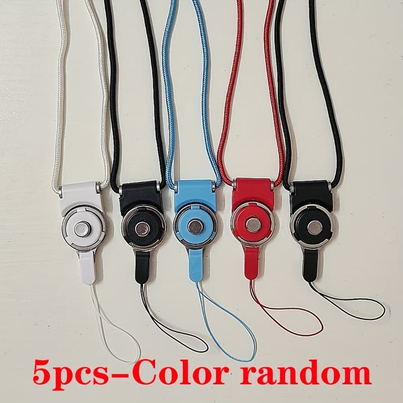 TEMU 5pcs (color Random) Fashionable Nylon Adjustable Durable Multi-colored Phone Lanyard