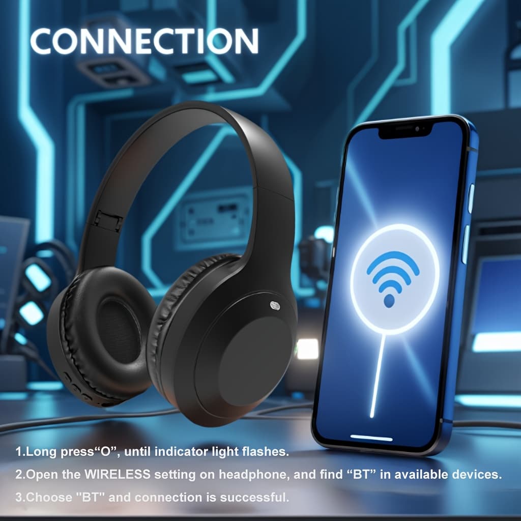 TEMU Genai Over-ear Wireless Headphones, Bt 5.3, Sleek & Futuristic Design, , Universal Fit For Teens/adults, Ideal For Gaming/travel/business/study, Built-in Microphone For Clear Calls