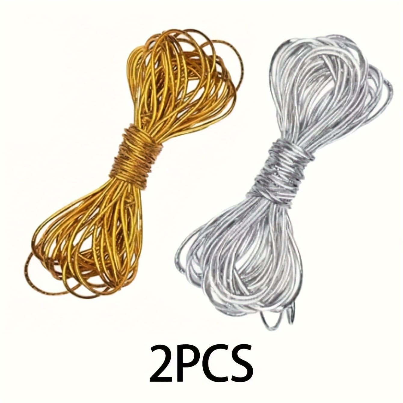 TEMU Wig 2 Ladies Hair Additions With 5m Golden And Silvery Elastic Hair Rope Additions For Parties, Parties And Daily Use