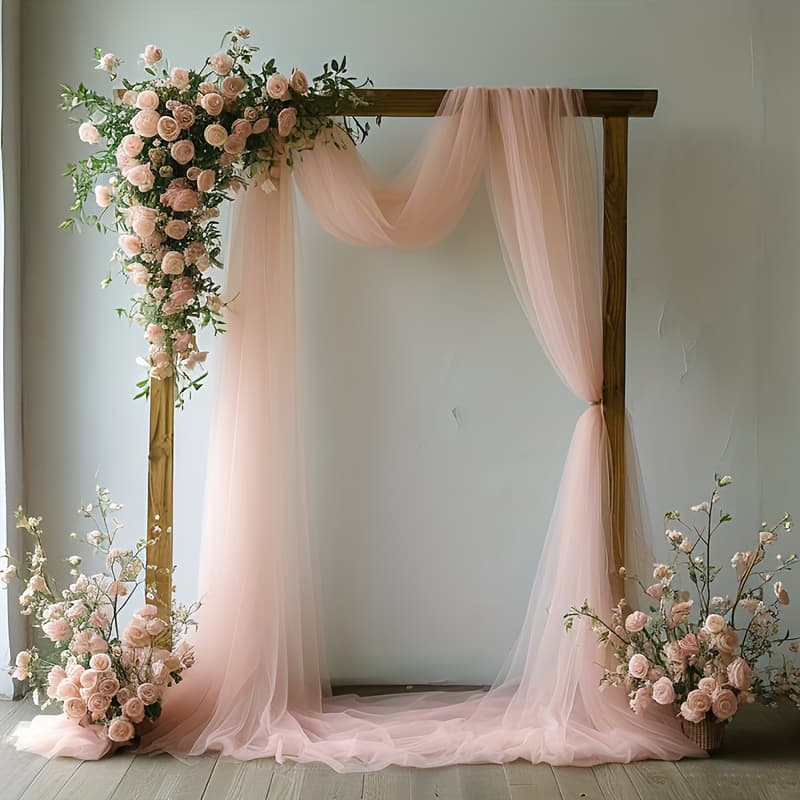 TEMU Romantic Blush Wedding Canopy Fabric: 2 Sizes -29.9*118.5in, 29.9*236.6in - Perfect For Wedding Ceremonies, Receptions, And Decorations - , Material, No Feathers Included