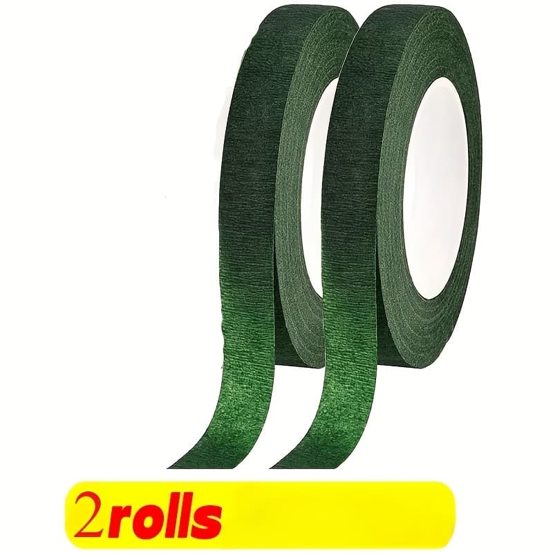 TEMU 2 Rolls Green Tape, Self Adhesive For Wrapping Pollen, Flower Decoration With Floral Tape, For Florist, Wedding Party Props
