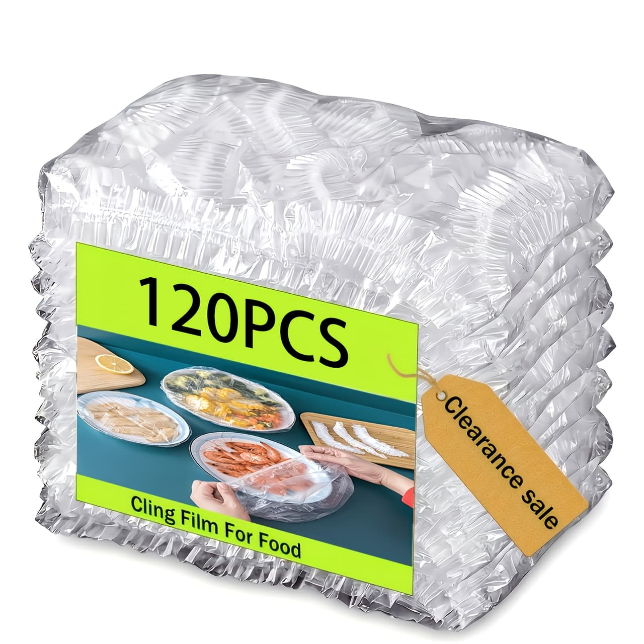 TEMU 120pcs Cling Film For Food, Heavy Duty Plastic Stretch Wrap With Strong Adhesive, Microwave Safe Food Cover For Kitchen, Disposable Wrap For Fresh , Ideal For Home, Parties & Outdoor Picnics
